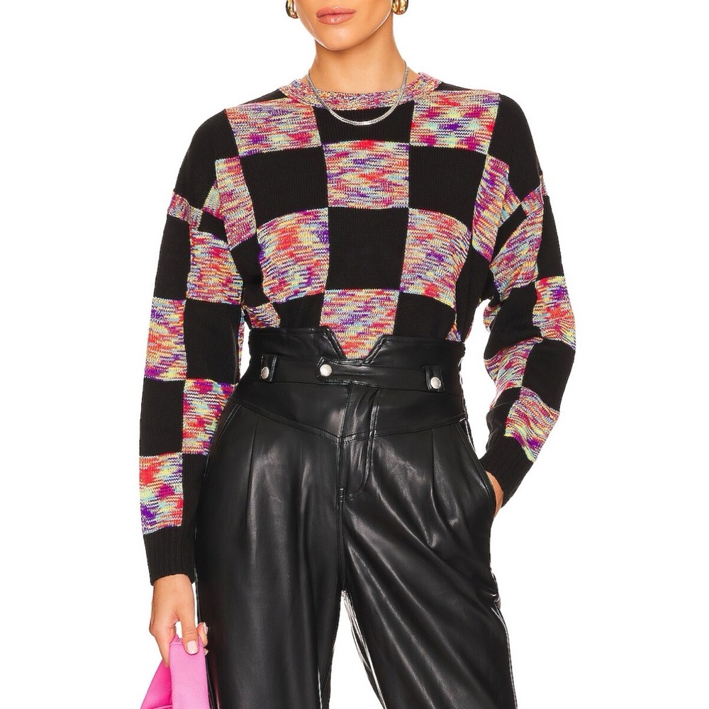 Steve Madden Women's Geometric Colorblock Long Sleeve Sweater Size Medium